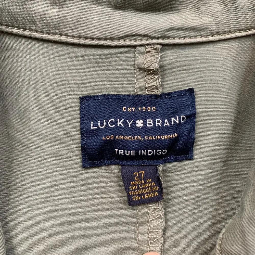 Lucky Brand Jumpsuit Women 27 Ivy Canvas Surplus One Piece Utility Collared